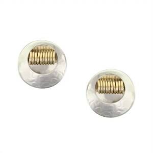 NEW MARJORIE BAER medium cutout disc with coil clip earring in silver/brass